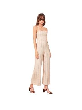 Reformation Natural Cream Striped Maxi Jumpsuit
